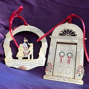 Vintage White House Historical Association 24k Gold  3D Ornaments 1987, 1988